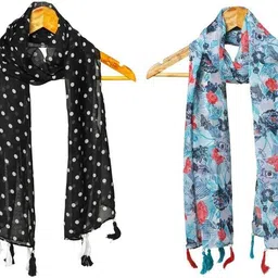 stolevilla Printed Chiffon Women Multicolor Scarf, Stole, Fancy Scarf-picture-44