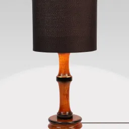 Black Cotton Shade Table Lamp with Wood Base by Tu Casa image 3