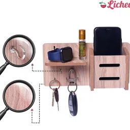 LICHEE Wooden Keys & Stand With 5 Keys Hooks and 1 Mobile Holder image 4