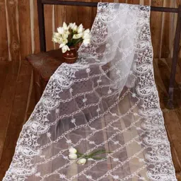 nakoda creation Net Embroidered White Women Dupatta image 2