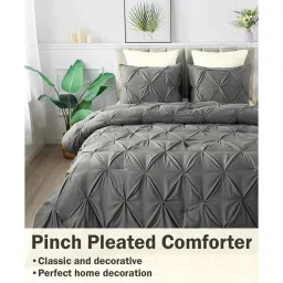 the white moss Marquis Pleat Pinch luxurious AC Single Comforter with One Pillow Cover image 3