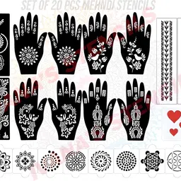 mehendiaura Mehandi AURA Stencil For Female hands bridal, Mehendi Design Sticker Stencil MEHENDI AURA - F33 Herbal, Natural Stencil-picture-10