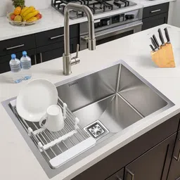 VANEX Handmade Kitchen Sink Heavy Grade Stainless Steel Single Bowl Kitchen Sink Noise-Free Deep Basin Modern Undermount/Topmount Sink for Kitchen (30"x20"x10") Vessel Sink-image-28
