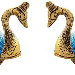 kridaykraft Metal Duck Shaped Glass Bowl with spoon soof supari bowl Gold Plated Aluminium Decorative Platter-picture-22