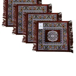Kuber Industries Pack of 4 Maroon & Blue Ethnic Print Prayer Floor Mat image 5