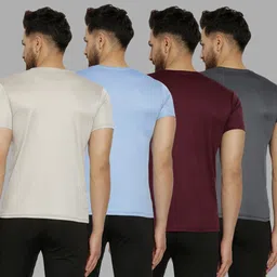 missille Pack of 4 Men Solid Round Neck Polyester Multicolor T-Shirt image 2
