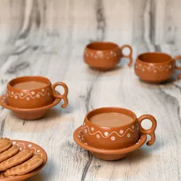 unravel india Stoneware Earthen Print Ceramic Cup Saucer-picture-14