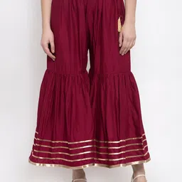 nypa Women Flared Maroon Viscose Rayon Trousers-picture-19