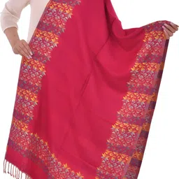 baisa Printed, Woven, Woven Pure Wool Women Pink Stole-picture-11