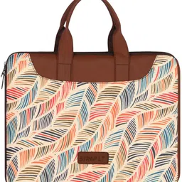 straplt 15.6-16 inch Jute+Vegan Leather Stylish & Durable Bag For Office,College, Travel Waterproof Laptop Sleeve/Cover-picture-12