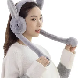 warhap Winter Funny 1 Grey Head Phone Moving Air Pump Earmuff for Girls/Women's Ear Muff image 2