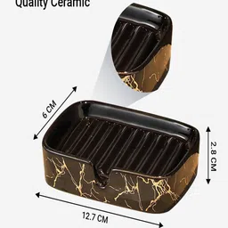 Kuber Industries Black & Gold Toned 3 Pieces Marble Print Ceramic Soap Holder image 4