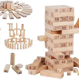 viradiya's Toys Jenga Blocks Timber Tower Tumbling Game for Kids and Adults, Jenga Game Traditional Classic Jenga (Number)-picture-19