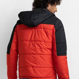 SPYKAR Men Orange Colourblocked Padded Jacket with Patchwork image 3