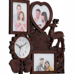 Attractionz Brown & Beige Textured Abstract Shaped Analogue Contemporary Wall Clock image 5