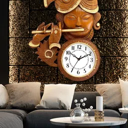 Attractionz Brown & White Round Textured Analogue Traditional Wall Clock image 4
