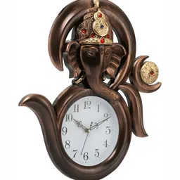 Attractionz Brown & White Textured Round Analogue Contemporary Wall Clock image 2