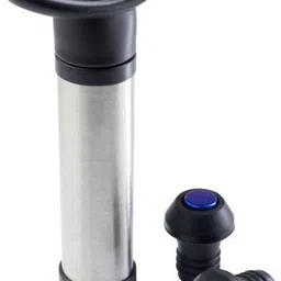 TEW SSHJW02 Vacuum Wine Saver With 2 reusable stoppers Stainless Steel, Silicone Bottle Stopper-image-0