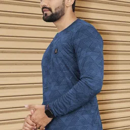vebnor Men Printed Round Neck Polycotton Blue T-Shirt image 4
