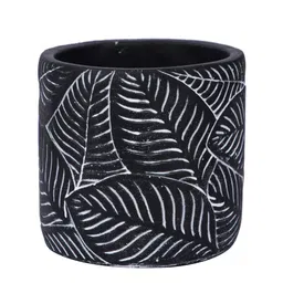 TAYHAA Black & White  Leaf Design Ceramic Botanical Planter image 4