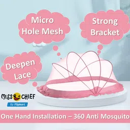 miss & chief Nylon Infants Baby Bed Portable Folding Crib Mosquito Net Pink Color Crib Bottomless Size Mosquito Net image 3