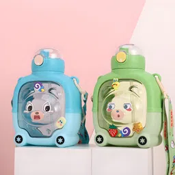 xelcis Cartoon-Printed Teddy Designer Water Bottle: Perfect 1L Anti-Leak Gift for Kids 1000 ml Water Bottle image 1