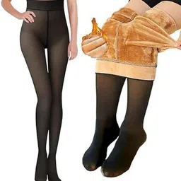 cabrrr Solid Women Black Tights image 1