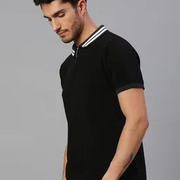 Dennis Lingo Men Black Polo Collar Pure Cotton T-shirt image 4