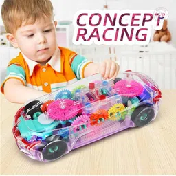 goodsnet Transperent Mechanical Car Toy for Kids with Gear Technology,3D Light,Musical Sound & 360 Degree Rotation image 3
