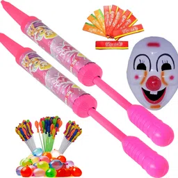 brown leaf (2 Pichkari+3 Magic Balloon+ 10Holi Cap+1 Mask)for Kids Holi & Pool Party Fun Water Gun-picture-36