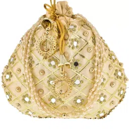 accessorizeme Women Beige, Gold Potli-picture-34