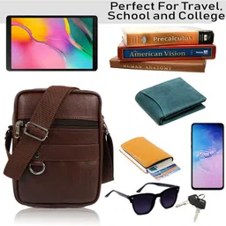 zipcraze Brown Men Sling Bag Mini Cube Sling Bag for Men Cross body Mobile Side Bags Travel Chest Bags image 4