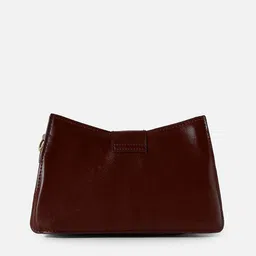 HAUTE SAUCE by Campus Sutra Brown PU Structured Satchel with Cut Work image 4