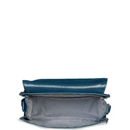 DressBerry Blue Textured Structured Satchel Bag image 4