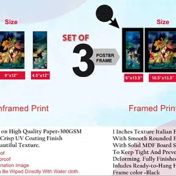 saf Radha Krishna Framed Set of 3 Ink 13.5 inch x 22.5 inch Painting image 2