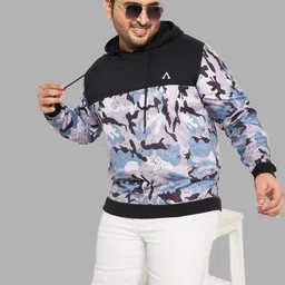 austivo Men Full Sleeve Printed Hooded Sweatshirt image 4