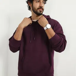 Men Full Sleeve Solid Hooded Sweatshirt-image-4