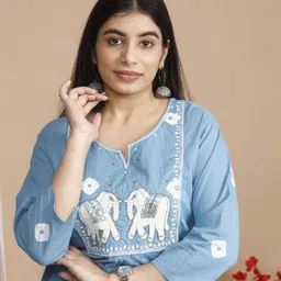 suchaye Women Cotton Blend Kurti Palazzo Set image 3