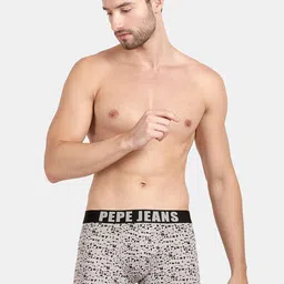 Pepe Jeans Men Grey & Black Anti Microbial Mid Rise Trunks OPT01-PMID GREY AOPS image 3