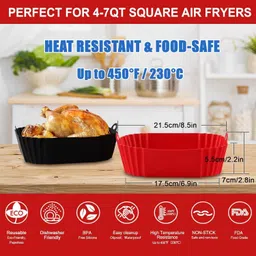 kesol Square Airfryer Tray Red &Black Perfect for your Airfryer Tray Tray image 3