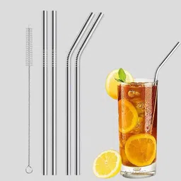 jantrex (Pack of 5) Durable Stainless Steel Straws Ideal For Smoothies, Juices, And Sodas Glass Water/Juice Glass-picture-26