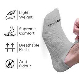 Heelium Men Pack of 3 Odour-Free Padded Base Anti-bacterial Bamboo Ankle Length Socks image 2