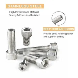 SYLIX ® M6 X 75mm length Allen Cap socket head screw Stainless Steel | Allen socket head cap screw with Nut and Washer (10 pcs set) image 5