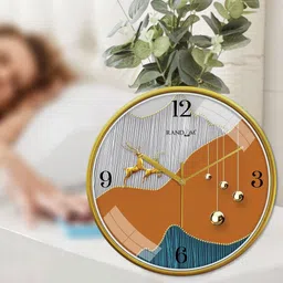 RANDOM Orange & White Printed Contemporary Wall Clock image 5