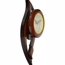 Attractionz Brown & Beige Round Pendulum Wall Clock image 3