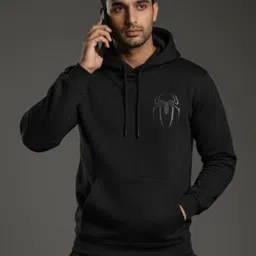 dark drive Men Full Sleeve Solid Hooded Sweatshirt image 4