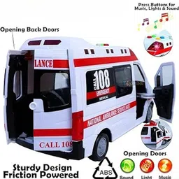 just craft Plastic Friction Powered Ambulance Toy Light & Siren Sound Effect image 3
