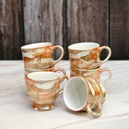 ccd's Pack of 6 Ceramic CCD MAHAK-03Size Tea Cups Set of 6 for Home/Office/Gifts, 140 ML image 3