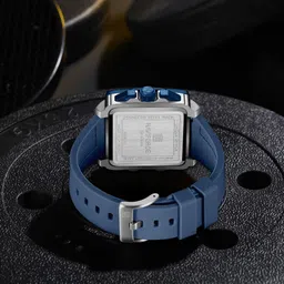 naviforce Elegant Square Silver& Blue accents chronograph dial with Blue Silicon strap Analog Watch - For Men NF8064 Unique Craftmanship image 2