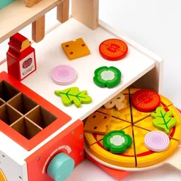 cots and cuddles Premium Quality Wooden Pizza Making Toy for Kids image 5